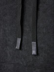 Sport MetroGents Men's Letter & Barbell Print Long Sleeve Drawstring Hooded Sweatshirt With Pocket - Black - View 4