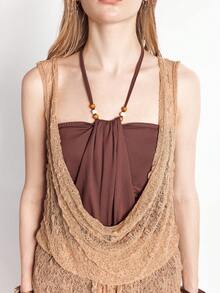 Bloopia Women's Retro Lace Shawl Collar Cover Up - Apricot - View 7