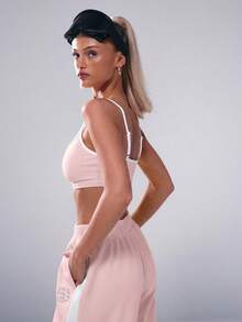 Musera Sport Áo ngực thể thao dây mảnh viền tương phản, thích hợp cho leo núi, tập thể dục, chơi padel, tennis, pickleball, tập gym, thể dục mùa thu đông. - Hồng - Xem 2