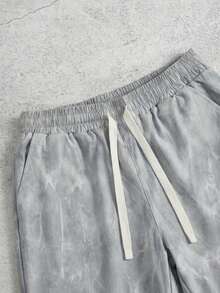 Manfinity EMRG 男士扎染抽绳腰带口袋休闲裤 - 淺灰色 - 查看 3