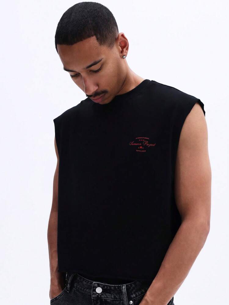 Sleeveless Crop Tank With Logo Print