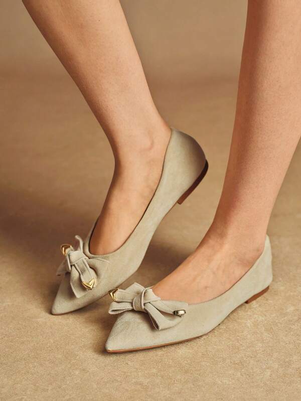 Rosivie Women's Bow Decor Casual Versatile Fashion Flat Shoes