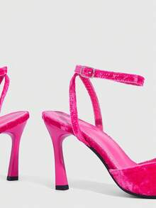 CUCCOO SZL Sandal Hak Tinggi Minimalis Wanita Warna Maroon yang Dapat Diatur, Untuk Pemakaian Sehari-hari Kasual, Sepatu Musim Semi, Liburan Musim Semi, Paskah, Pesta Prom, Natal, Sepatu Musim Semi Musim Panas - Beludru vertikal naik merah - View 5