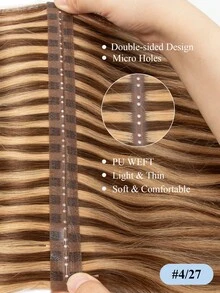 PU孔发片真人发接发，蝴蝶发片接发，12-24英寸挑染直发接发束，隐形接发，适用于日常、婚礼和派对等场合。 - 彩色 - 查看 7