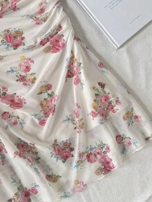 SHEIN 少女休闲收腰印花吊带裙 - 粉色 - 查看 5