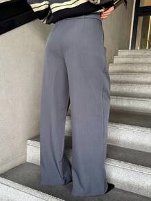 Marta Soriano 春夏女士浪漫办公室度假毕业裤商务女士服装 - 灰色 - 查看 2