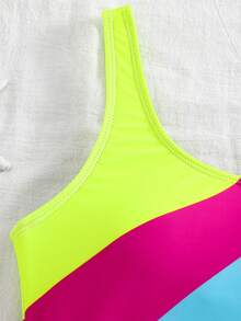 Emery Rose Kids Emery Rose Kids 少女针织撞色泳衣上衣和短裤两件套 - 藍白色 - 查看 10