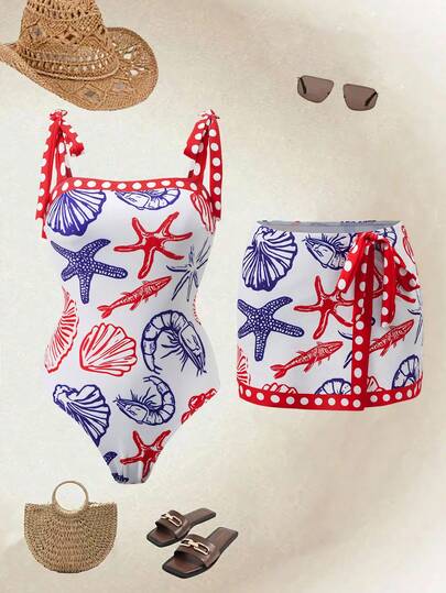 Swim Oasis 26SS 春夏度假海滩高端优雅波西米亚风海洋多色连体泳衣带裙