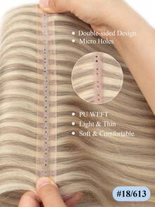 PU孔发片真人发接发，蝴蝶发片接发，12-24英寸挑染直发接发束，隐形接发，适用于日常、婚礼和派对等场合。 - 彩色 - 查看 6