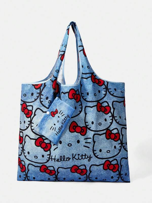 HELLO KITTY AND FRIENDS | SHEIN 1 件装，猫咪蝴蝶结背心包，可折叠手提包，女士款。