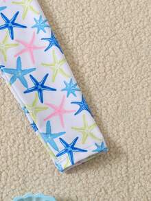 SHEIN Tween Girl Beach Vacation Starfish Print Swimwear Set - Blue - View 5