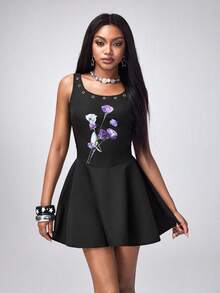 plantica Casual Sexy Urban Modern Minimalist Y2K Subculture Fashion Women's Printed Keyhole Dress, Suitable For Outings, Music Festivals, Daily, Vacation, Dates, Parties, New Year, Valentine's Day, Spring/Summer - Multicolor - View 3