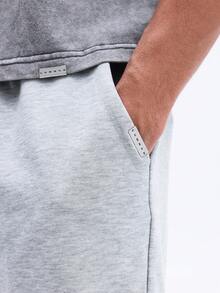 SUMWON Pantalones cortos de chándal con cintura con cordón, ajuste relajado, bolsillos laterales, cómodos para usar en casa en verano - Gris - Ver 2