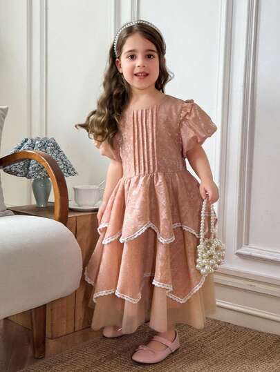 DAZY Young GirlRound Neck Princess Style Party Birthday Dress