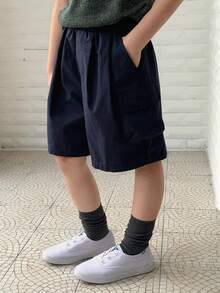 Dazy Kids 男童休闲纯色工装短裤，夏季 - 藏蓝色 - 查看 7