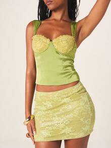 MISSGUIDED Women's Lime Sequin Mini Bodycon Skirt High Rise Sparkly Party Club Cocktail Evening Outfit Glittery Nightlife Statement Piece - Green - View 5