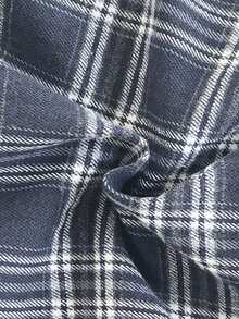 Bộ 2 áo sơ mi kẻ caro dài tay và quần dài thường ngày cho bé trai, trang phục mặc nhà thoải mái cho mùa thu/đông - Xanh đậm - Xem 7