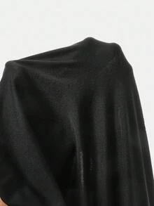 Girlism 少女连体衣和连身裤 海军蓝褶皱阔腿宽松连身裤配腰带，休闲风格 - 黑色 - 查看 8