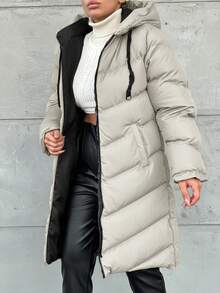 Women Autumn Winter Coats Hiking Camping Black And Silver - 米色 - 查看 3