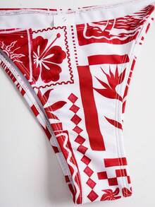 Travachic Women's Geometric Print Spaghetti Strap Sexy Bikini Swimwear Set, Summer Beach - Multicolor - View 4