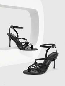 CUCCOO SZL New Burgundy Pointed Toe High Heel Fashion Women Sandals Spring Shoes Summer - Black - View 2