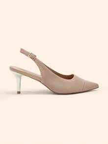 CUCCOO BASICS Women's Elegant Commuter Fashion High Heel Shoes With Buckle Design - Apricot - View 5