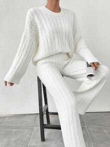 Women Sweater Co-ords - 白色 - 查看 4