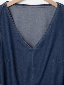 GlowEve Women's V-Neck Ruched Casual Versatile Daily Wear Long Sleeve Denim Blouse - Blue - View 6