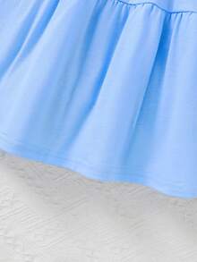 SHEIN Girls' V-Neck Sleeveless Dress, Backless Bow Tie Princess Dress, Blue Casual Vacation Minimalist Dress, Girls' Summer Sleeveless Dress - Blue - View 3