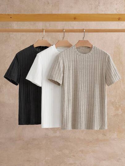 EASEVO Plus Size Men's Casual Solid Color Short Sleeve T-Shirt, Versatile For Summer  Skin-Friendly And Breathable  Elastic And Close-Fitting Cotton-Soft And Close-Fitting Thick And Structured  Supple And Durable