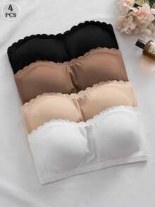 NudeFit 4件装女士文胸，无背可转换式文胸，带可拆卸胸垫 - 彩色 - 查看 1