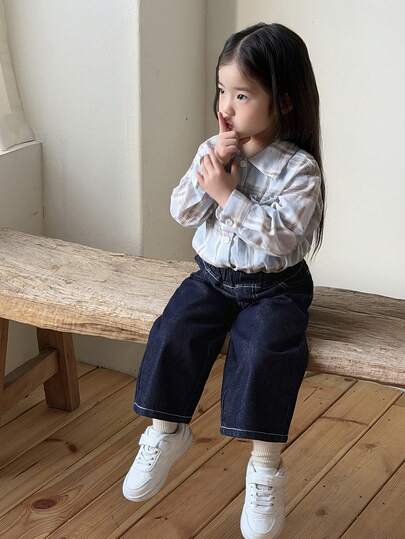 DAZY Toddler Girls' Casual Vintage Washed Loose Denim Jeans