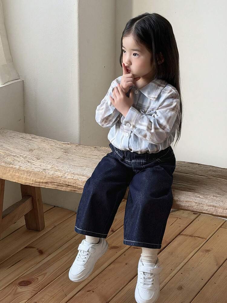 Toddler Girls' Casual Vintage Washed Loose Denim Jeans