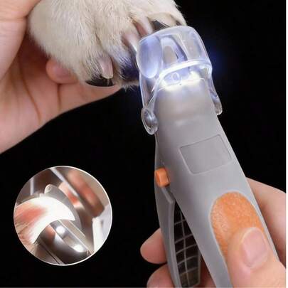 Teckwe LED照明宠物指甲钳，适用于猫狗修剪指甲，专业宠物美容工具（刀片可更换）