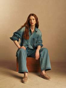 Rosivie Giày lười nữ thời trang thoải mái, mũi tròn, đế bằng, màu kaki, thích hợp cho kỳ nghỉ hè và thu, kiểu dáng slip-on, đế bằng, chất liệu dệt kim. - Màu Khaki - Xem 2