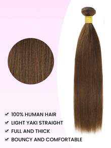 巧克力棕色 Yaki 直发人发束 100% 未加工巴西处女发编织 4# 棕色浅 Yaki 直发原始雷米接发 1 束 女士 - S4 - 查看 7