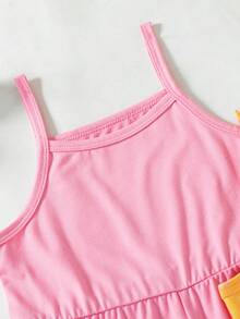 SHEIN Genkimix Kids Bộ 3 món cho bé gái mùa hè 2025, áo liền quần in hoa màu trơn, kiểu dáng tối giản, thời trang, thích hợp cho kỳ nghỉ. - Nhiều màu - Xem 8
