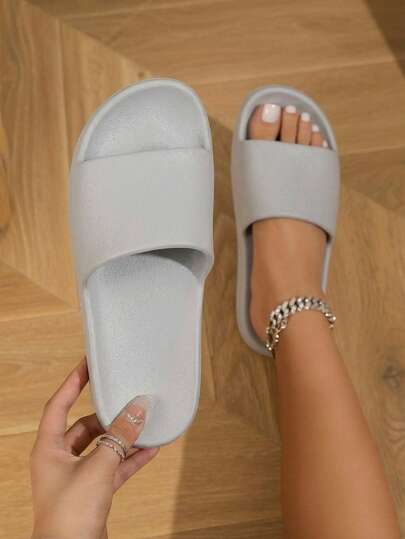 Sandalias de mujer EVA ligera punta redonda banda ancha antiderrapante estilo casual verano casa playa chanclas