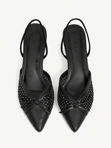 CUCCOO CHICEST Women's Pointed Toe Bow Decor Elegant High Heels Wedding Shoes Spring Shoes Bride Shoes - Black - View 8