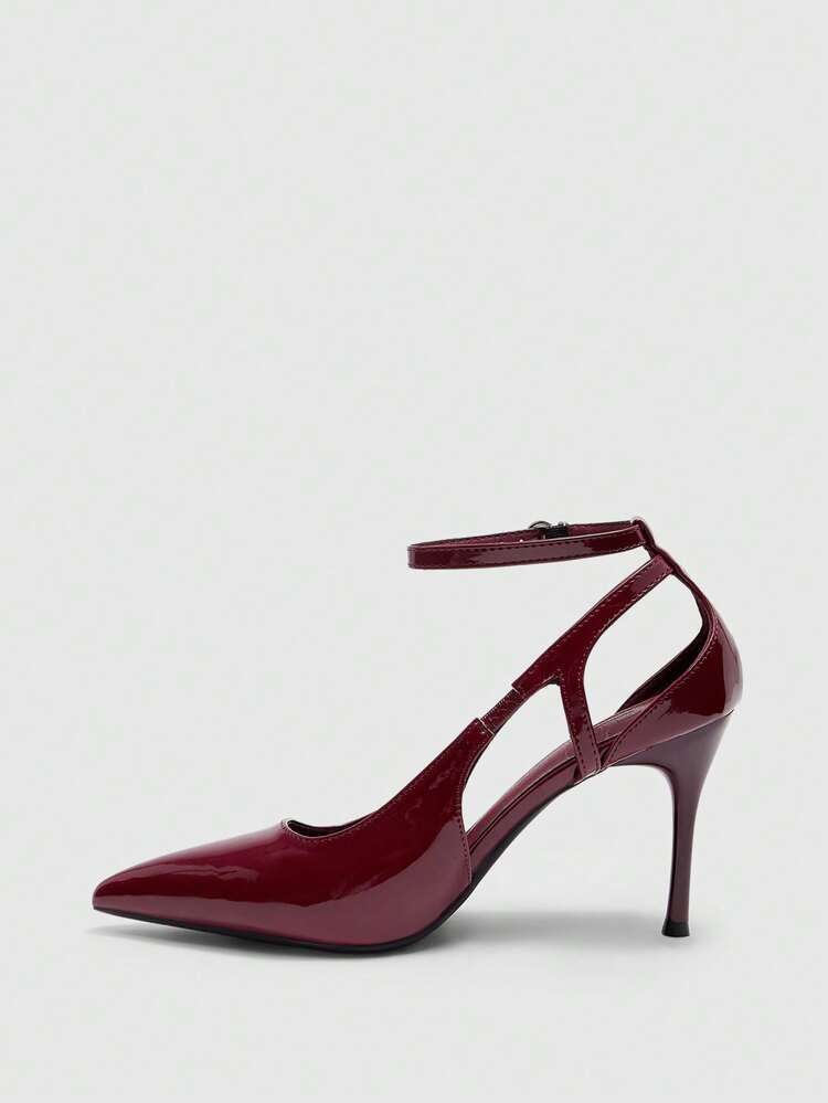 CUCCOO BIZCHIC Fashionable Patent Leather Pointed Toe Hollow Out Stiletto Heel Sexy Women Pumps Spring Shoes
