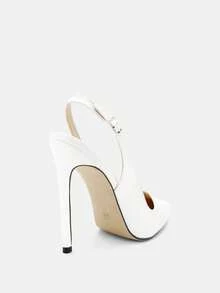 Glitzique Fall/Winter 2025 Women Minimalist Slingback Sandals, Point Toe Stiletto Heeled Elegant Pumps,Sexy,Elegant,Pointed Heels - White - View 10