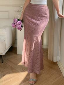 DAZY Elegant Lace Mermaid Skirt For Women, Spring/Summer - Pink - View 7