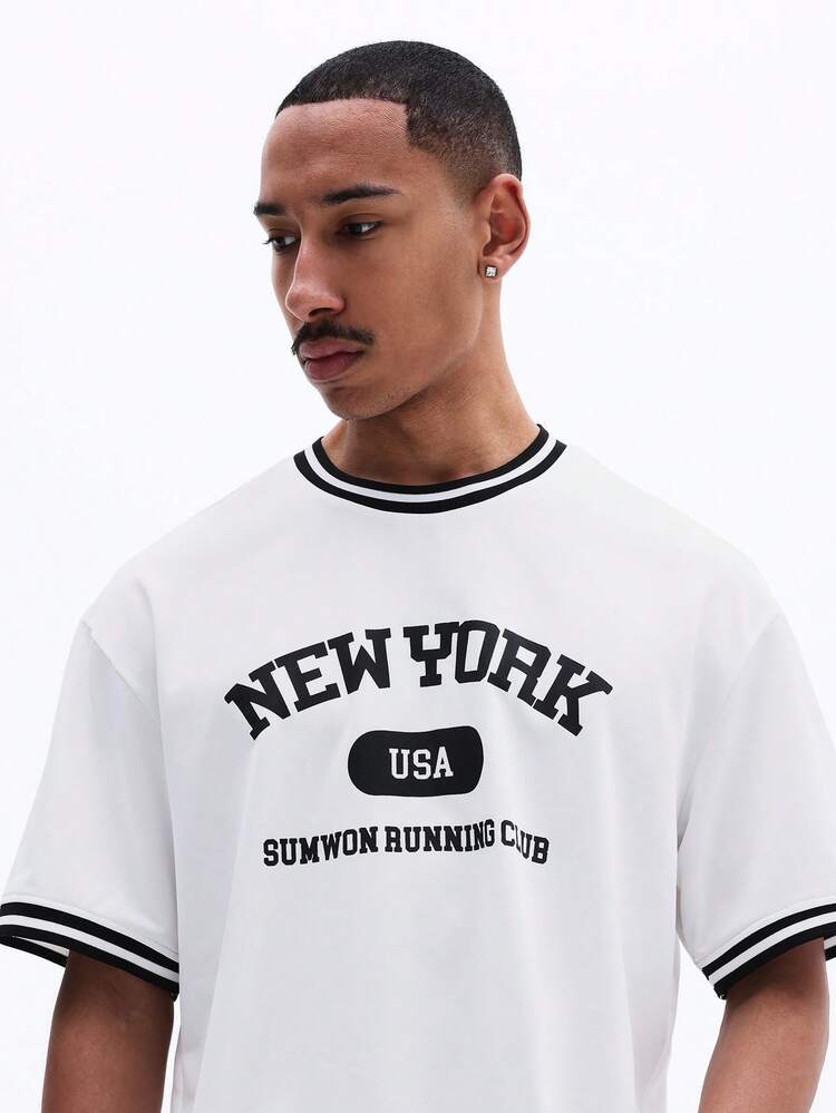 College-T-Shirt mit Rundhalsausschnitt und Aufdruck