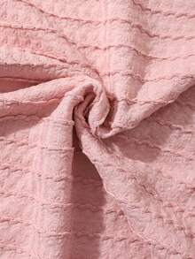 两件套女童法式优雅甜美风粉色不对称露肩露脐上衣搭配修身长开衩裙，适合度假穿着 - 粉色 - 查看 7