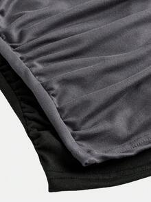 SHEIN Girlism Kids 2pcs Teen Girls' Black & Gray Casual Crew Neck Ruched Waist Fitted Camisole Tank Top Set, Suitable For Daily Casual, Versatile, Home Wear Sleeveless Top Set 3 Pack Tops Tight Tops Fitted Tops Tank Top With Built In Bra - Dark Grey - View 7