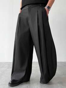 HUEFORM Pantalones rectos de unicolor casuales y de oficina para hombres - Negro - Ver 4