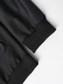 KRYTIVO Plus Size Men's Solid Color Long Sleeve Zip-Up Casual Baseball Jacket Men Zip Up Jacket - Black - View 6