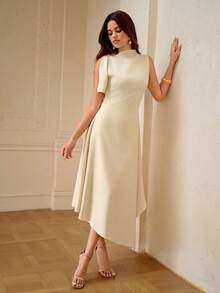 ZEYLAH Asymmetric Hem Slip Dress, Spring/Summer - Apricot - View 6