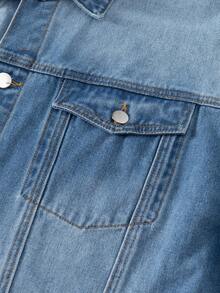 Manfinity Denimwave Men's Loose Denim Short Sleeve Top - Medium Wash - View 6