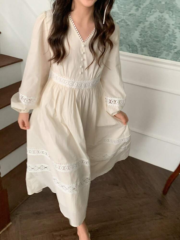 Tween Girls V-Neck Puff Sleeve Dress, Fall